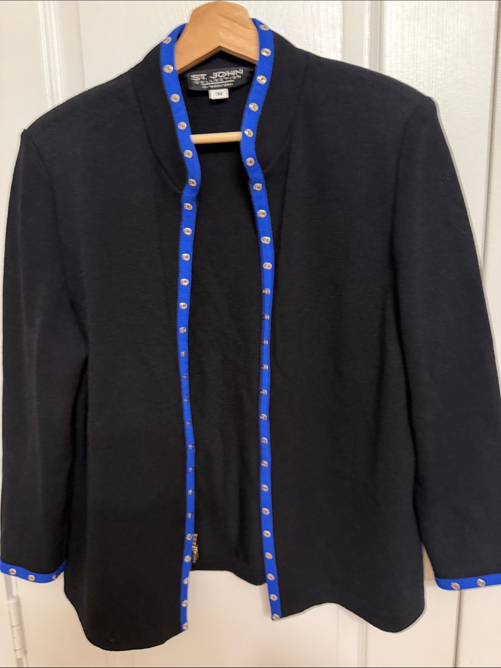 St. John Black Jacket with Royal Blue Trim - Picture 4 of 9